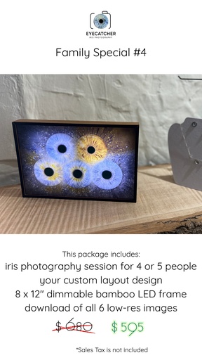 Family Special #4 - 5+ Eyes & 8x12" Bamboo LED Frame - $ 595
